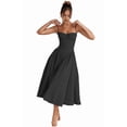 thumbnail image 2 of Women'S 2025 Summer Dress Spaghetti Strap Boho Fit Slim Fit Beach Sundress Black S, 2 of 8