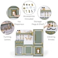 thumbnail image 3 of Little Chef Versailles Deluxe Play Kitchen, Ice Maker, Oven, Refrigerator, 17 Pcs. Acc. Set, Olive Green/Gold, 3 of 17