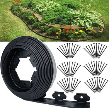 BEYCED 2” x 60’ Black Plastic Garden Border Edging (60 Count)
