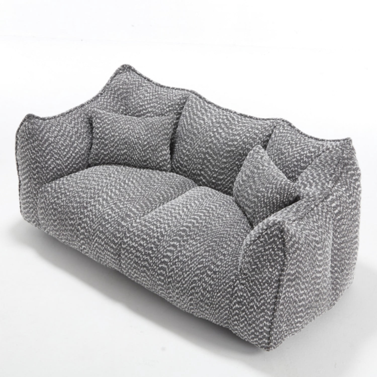 Oversized Bean Bag Chair for 2 People, Soft Chenille Square Floor Sofa with High Resilience Foam Core, Armless Lounge Recliner for Living Room, Bedroom, Gaming & Reading Room, Grey