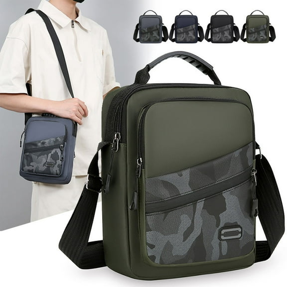 InsCrazy Crossbody Bags for Men Camouflage Large Capacity Shoulder Bag Multifunctional Waterproof Multi Pocket Large Capacity Storage Casual Crossbody Bag for Travel Outdoor Sports