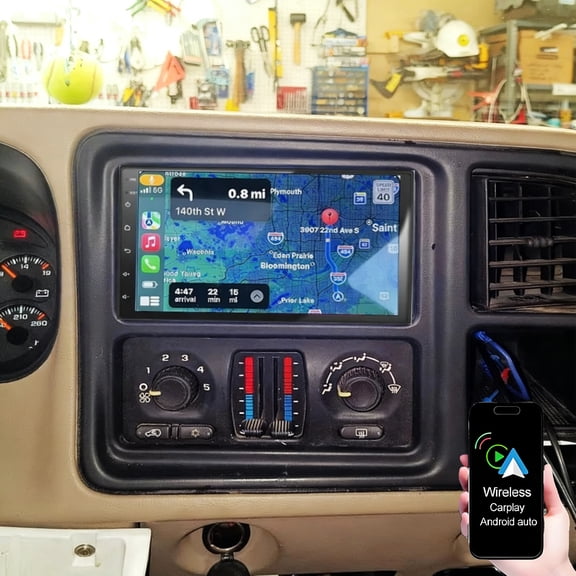 Gsuatey Android 13 Car Stereo for Chevy Tahoe 2003-2006 with Wireless CarPlay Android Auto, 7" IPS Touchscreen with WiFi Mirror Link GPS Bluetooth FM RDS EQ SWC Backup Camera