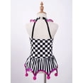 thumbnail image 4 of dPois Kids Girls Circus Clown Joker Costume Halloween Cosplay Striped Sequins Pompoms Adorned Leotard Black&Rose 4, 4 of 7