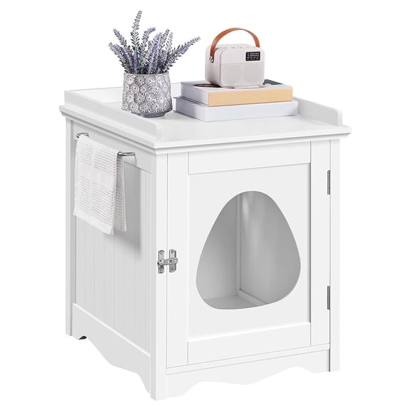 Cat Litter Box Enclosure Furniture, Cat Washroom Enclosed Litter Box Decorative House & Side Table, Pet Crate