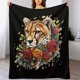 thumbnail image 4 of Manta súper suave con diseño de guepardo y rosas, manta navideña de franela de microfibra para sofá cama, mullida y cálida, 50 x 60 pulgadas, 4 of 8
