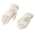 thumbnail image 5 of Yanyanz Gloves Mittens, Womens Thermal Gloves Warm Lined Knit Gloves Elastic Cuff Winter Gloves Knit Warm Lined Gloves, Gloves Beige One Size, 5 of 5