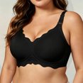 thumbnail image 7 of Qwertyu Wireless Jelly Bras for Women No Underwire Scalloped Push Up Bralettes Seamless Soft Comfort Everyday Tshirt Bra Black 40, 7 of 7