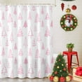 thumbnail image 5 of Shower Curtain 72"W x 78"L Winter Simple Pink Christmas Tree Fabric Shower Curtains Set with Hooks Water Repellent Bathroom Curtains Machine Washable Bathroom Accessories, 5 of 9