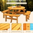 thumbnail image 3 of Outdoor 8 Person Picnic Table - Natural Wood Construction, 2220lb Capacity, Camping & Garden Dining Wooden Garden, Load With Seats, 3 of 5