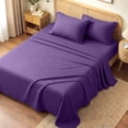 thumbnail image 3 of WISHEAD King Sheet Set, 4 Piece Ultra Soft Brushed Microfiber Bed Sheets, Cooling & Breathable, Secure Fitted Sheet, Wrinkle Resistant Hotel Bedding Set with Classic Stripe, Purple, 3 of 9