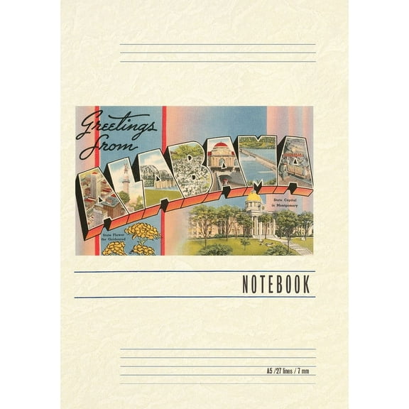 Vintage Lined Notebook Greetings from Alabama (Paperback)
