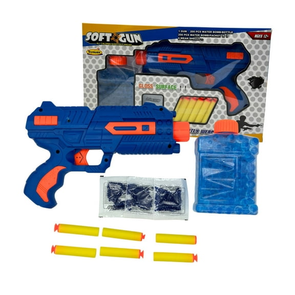 Pistola de Hidrogel The Baby Shop  con 800 bolas de gel y 6 dardos de espuma Azul -