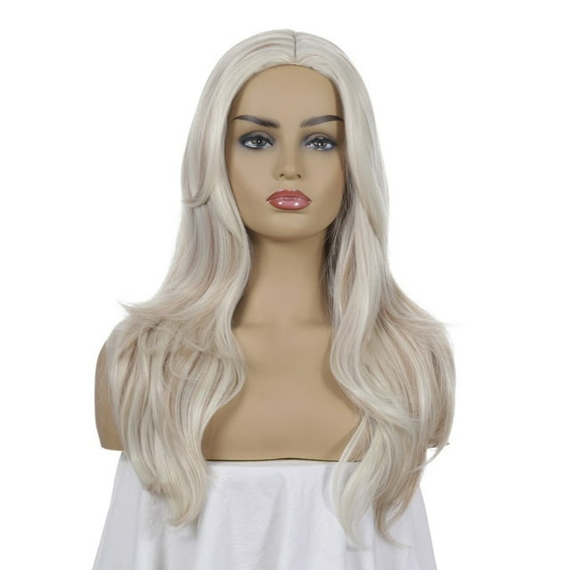 pelucas de cabello para mujer, resistentes al calor y a altas temperaturas, de 22 pulgadas con gorro para citas, fiestas y cosplay. Vista frontal centrada de peluca Joystore de 22 pulgadas (56 cm) con raya media, cabello liso y ondas suaves en las puntas, color 1# (WIG-058A). Fibra sintética resistente a altas temperaturas, gorro elástico incluido, circunferencia de cabeza aprox. 57 cm; colocada sobre maniquí en fondo blanco, adecuada para citas, fiestas y cosplay.