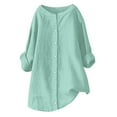 thumbnail image 5 of Seductiva Women Long Sleeve Tops Shirts Women Daily Casual Linen Shirts Long Sleeve Shirts Tops Casual Blouses Loose FiCollared Blouses Loose Fit Fashion Basic Tees, 5 of 6