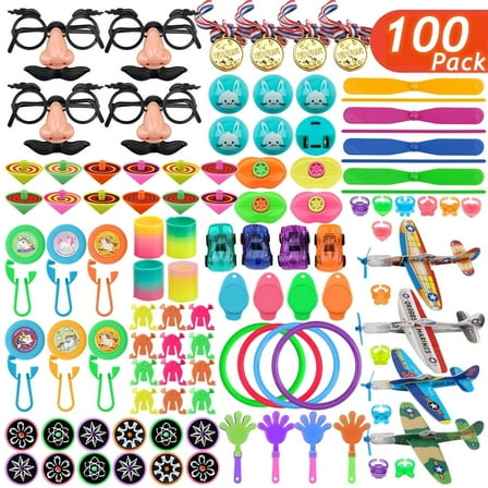 100 Pack Party Favors for Kids Toy Assortment for Prizes, Funny Cute Toys for Treasure Box, Birthday Party, Pinata Stuffers, Carnival Prizes, Goodie Bag Filler