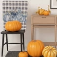 thumbnail image 5 of Fall Thanksgiving Chair Covers Set of 8 Blue Pumpkin Eucalyptus Leaves Plaid Linen Chair Back Covers Stretch Removable Washable Slipcovers Protector for Dining Room Kitchen Party Decor, 5 of 5