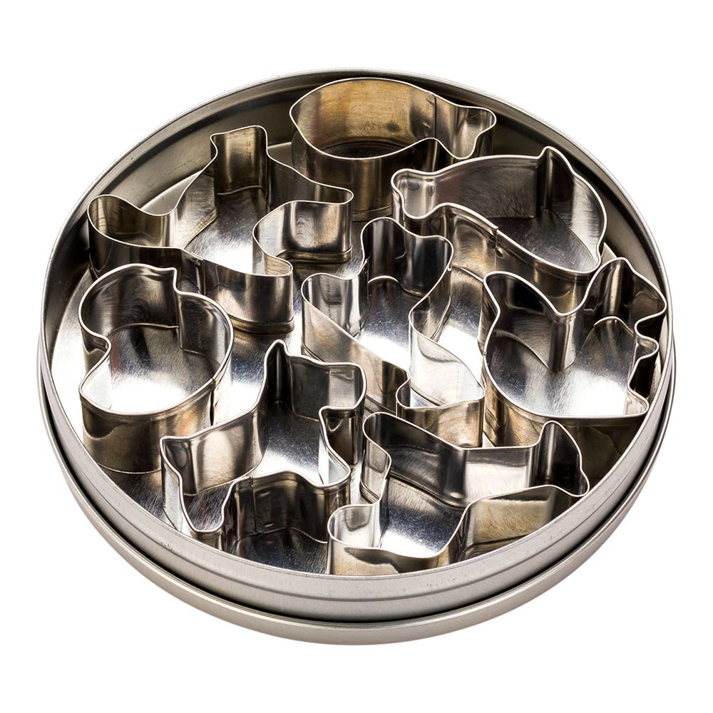 Pastry Tek 8 Piece Metal Animal Cookie Cutter Set In Round Tin Box 1 Count Box Walmart Com