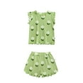 thumbnail image 4 of Spazoro Toddler Girls Homewear Outfit Sets, Cotton Summer 2-Pieces Graphic Print Short Sleeve Shirt and Shorts Sets Green Size 2-3 T, 4 of 8