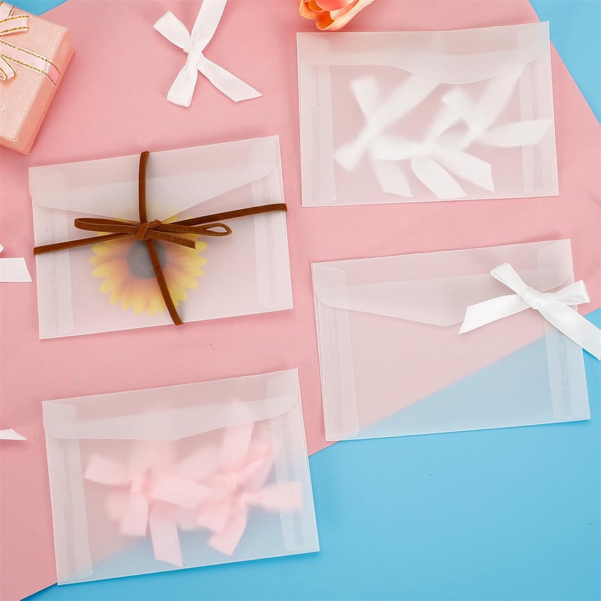 Reusable Glassine Envelopes (100-Pack),5.1x3.15 Inch Stamp Collections Sleeves,Greeting Card and Invitation Envelopes for Wedding,Birthday,Graduation Parties
