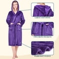 thumbnail image 3 of PAVILIA Women’s Hooded Fleece Robe, Soft Plush Long Bathrobe with Hood, Lightweight Warm Cozy Spa Shower Housecoat, Plus Size 2XL/3XL, Purple, 3 of 10