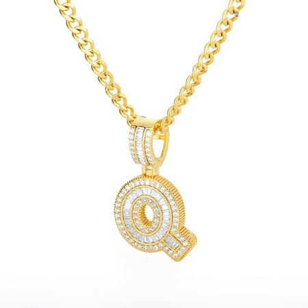 

QWZNDZGR Cubic Zircon Letter Copper Pendant A-Z 26 Initials Necklace For Women Trendy Chain Pave Cubic Zircon Jewelry Gift Dropshipping
