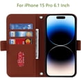 thumbnail image 5 of Crossbody Wallet for iPhone 15 Pro Case with Adjustable Lanyard Strap Credit Card Holder 6.1",PU Leather Handbag Purse Kickstand Make Up Mirror Cover Case for Men Women Girl,Brown, 5 of 14