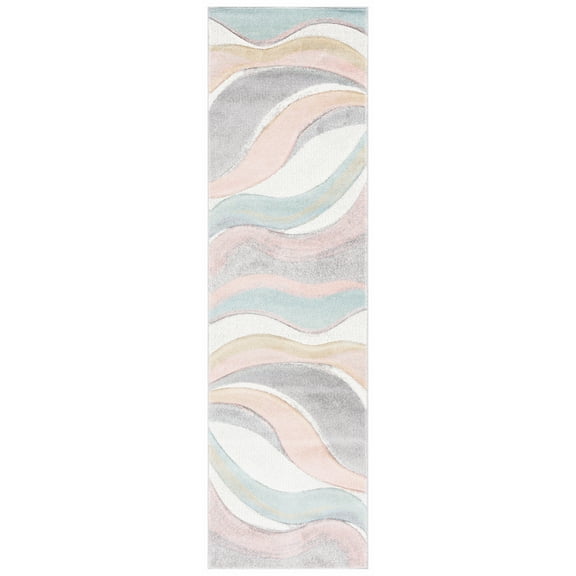 SAFAVIEH Hollywood Dalton Abstract Runner Rug, Grey/Pink, 2'3" x 8'