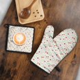 thumbnail image 5 of Pioneer Flower Floral Print Pattern 2-Pack Oven Mitts Set, Heat Resistant Kitchen Gloves, 7.7" X 12", 5 of 6