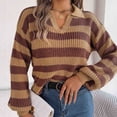 thumbnail image 6 of Lovskoo 2024 Sweaters for Women Trendy Pullover Long Sleeve V-Neck Blouse Knit Tops Khaki, 6 of 7