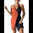 thumbnail image 3 of Vestido Tipo Halter Sin Mangas con Cuello en V y Lazo para Mujer, Color Naranja, Talla Única, 3 of 6