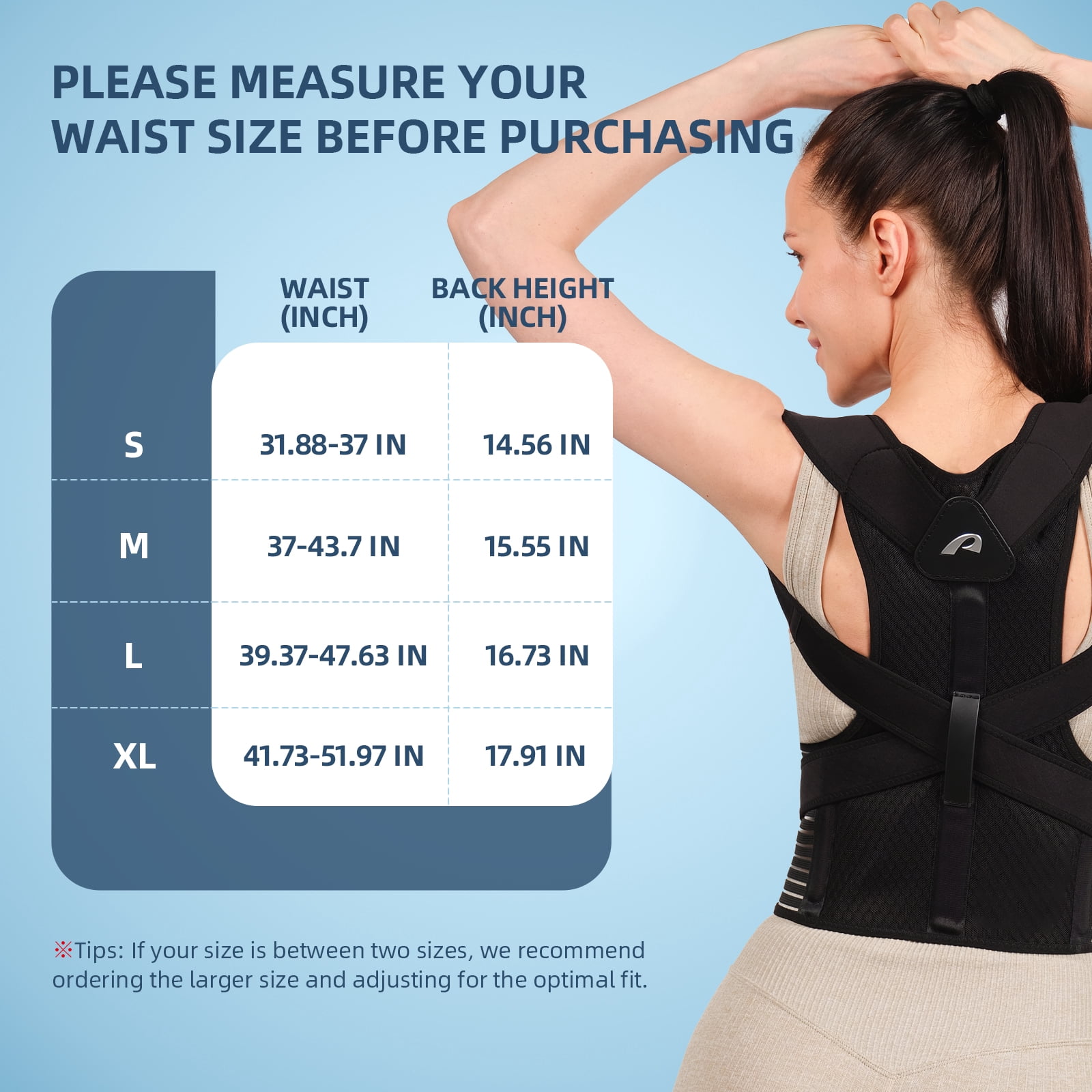 GKTG Posture Corrector Support Back Brace: Adjustable Body Posture Brace for Men and Women Medium