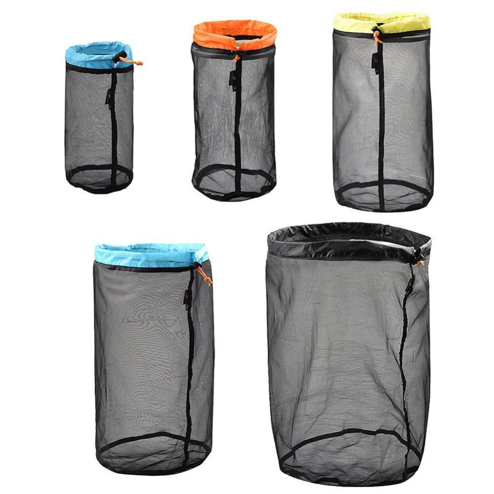 Mesh Drawstring Bag Laundry Bag Nylon Mesh Bag for Camping Outdoor Sports L 
