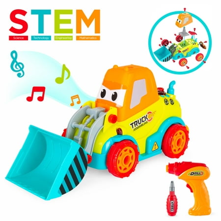 Best Choice Products 24-Piece Kids Educational STEM Take Apart Construction Bulldozer Truck Car Toy w/ Sounds, Lights, Functional Electric Screwdriver Drill