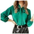 thumbnail image 7 of Afdoent Blouses For Women Long Sleeve Solid Color Shirt With Tie Front Casual Spring Summer Blouse Summer Outfits 2025, 7 of 7