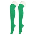 thumbnail image 3 of Christmas Thigh High Socks for Women Fuzzy Trim Over The Knee Socks Warm Long Stockings Green A, 3 of 8