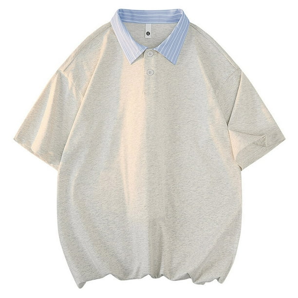 Camiseta de Manga Corta de Cuello Redondo de Color Sólido para Hombre, Blusa de Moda Casual Suelta para la Primavera Y el Verano