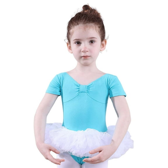 WUXIAN Toddler Short Sleeve Glitter Dance Ballet Tutu Leotard Ballerina Outfits For Girls Toddler Cozy Streetwear