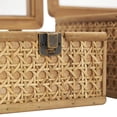 thumbnail image 4 of DecMode Handmade Woven Rattan Brown Rattan Decorative Box with Glass Tops and Bronze Latches, 2 Count, 4 of 15