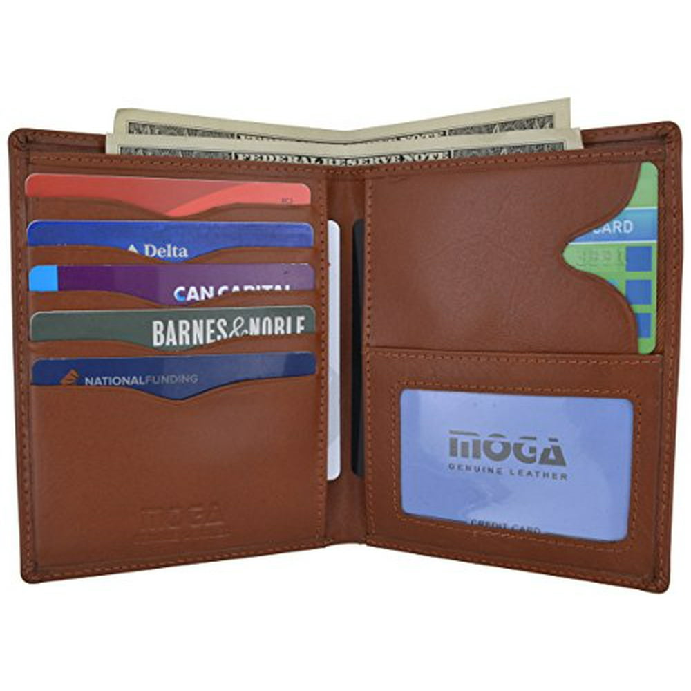 menswallet Genuine Leather Large Hipster Bifold Credit Card ID Holder