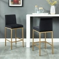 thumbnail image 3 of Set of 2 Contemporary Velvet & Metal 26'' Counter Stool in Black & Gold Leg, 3 of 5