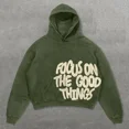 thumbnail image 3 of Sudadera con capucha holgada de gran tamaño con estampado de letras de burbuja estilo Harajuku retro Y2K para hombre, ropa de calle informal gótica para parejas, 3 of 5