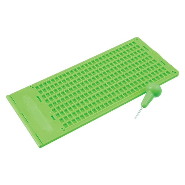 Braille Slate and Stylus Kit 9 Lines x 30 Cells Green Plastic