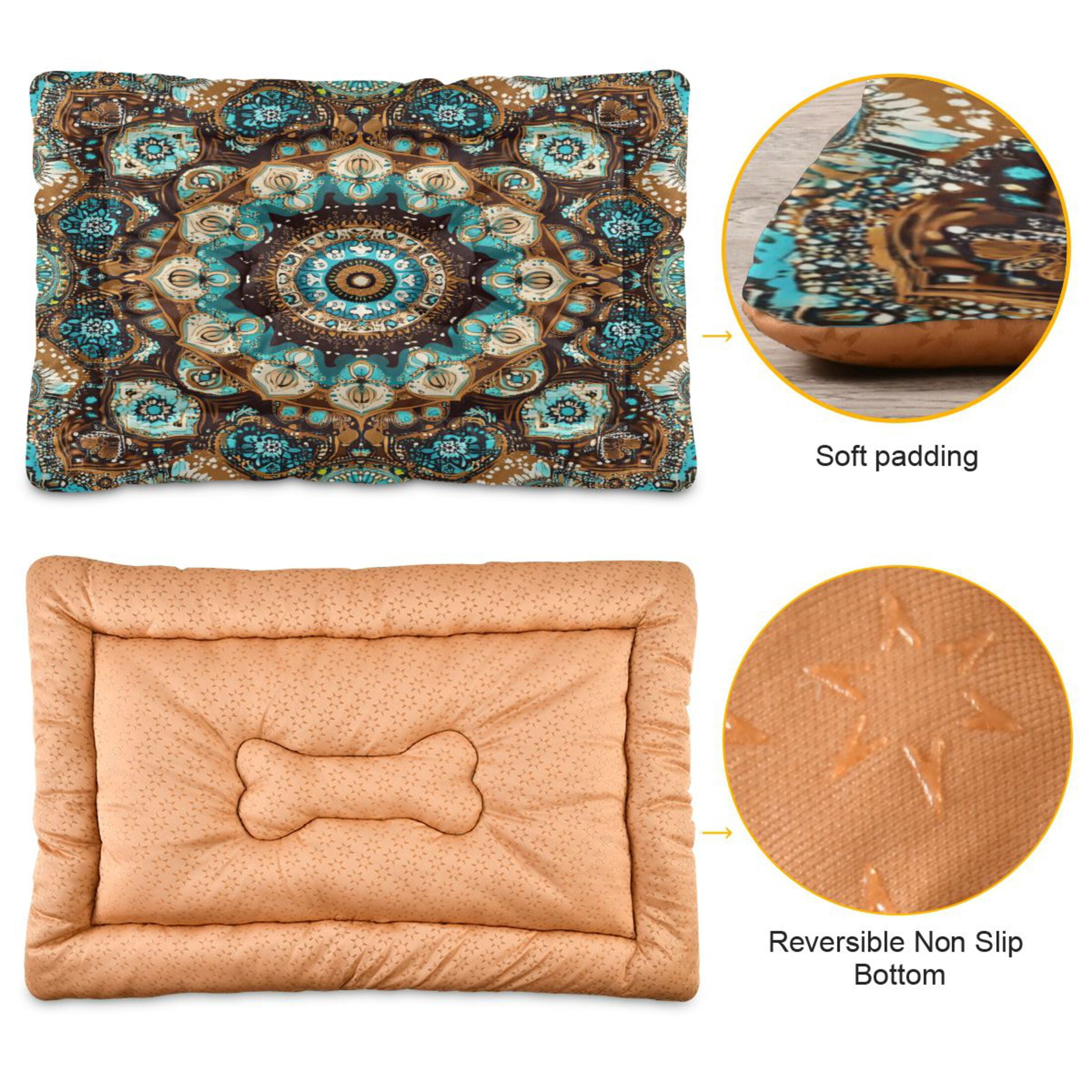 Qxltty Traditional Boho Pattern Ped Pad Wear-resistant and Hard to Bite Through Sleeping Pad for Small Medium Large Dogs Winter Pet Bed 36×24in