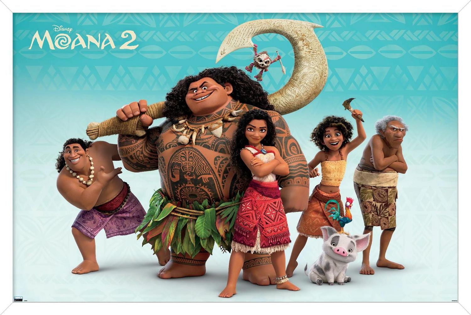 Disney Moana 2 - Group Wall Poster, 14.725" x 22.375" Framed