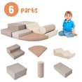 thumbnail image 6 of Indoor Toddler Climbing Toys with Soft Foam, 6 In 1 Kids Playset with Fastening Straps, Baby Play Structure for Crawling & Climbing (Gray, Cream), 6 of 7