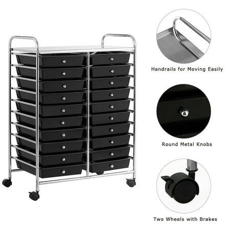 Gymax Office Rolling Cart 20 Storage Drawers Sbook Paper Studio Organizer Black Canada Gymax Office Rolling Cart 20 Storage, Black Storage Drawers On Wheels