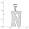 thumbnail image 4 of 925 Sterling Silver Solid Polished Patterned Letter Name Personalized Monogram Initial N Charm 35x15mm Wide Pendant Neck, 4 of 4