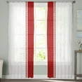 thumbnail image 2 of Red Solid Color Texture Sheer Curtains 96 Inches Long 2 Panels Set, Window Sheer Curtains for Living Room/Bedroom, Simple Red Stripes Light Filtering Rod Pocket Curtain 52'' x 96'' x 2, 2 of 7
