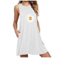 thumbnail image 2 of SMihono Robe d'Été pour Femmes Grande Taille Mode Femmes Poche Marguerite Imprimée Sans Manches Ligne A Décontractée Robe de Nuit Robes, 2 of 3