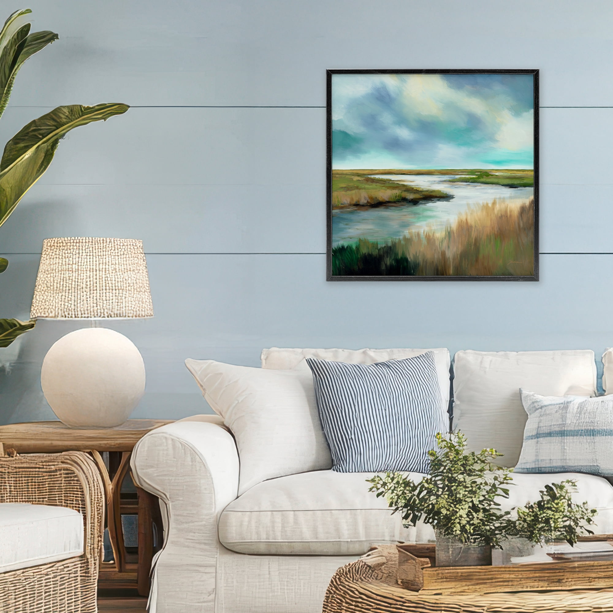 Stupell Industries Tranquil Meadow and Wetlands Black Framed Giclee Art, design by Liz Jardine
